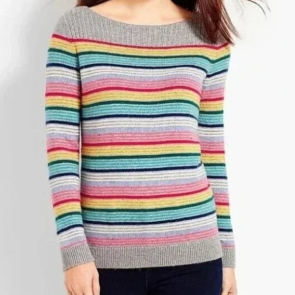 Talbots Multicolor Striped Crew Neck Sweater - Picture 2 of 7